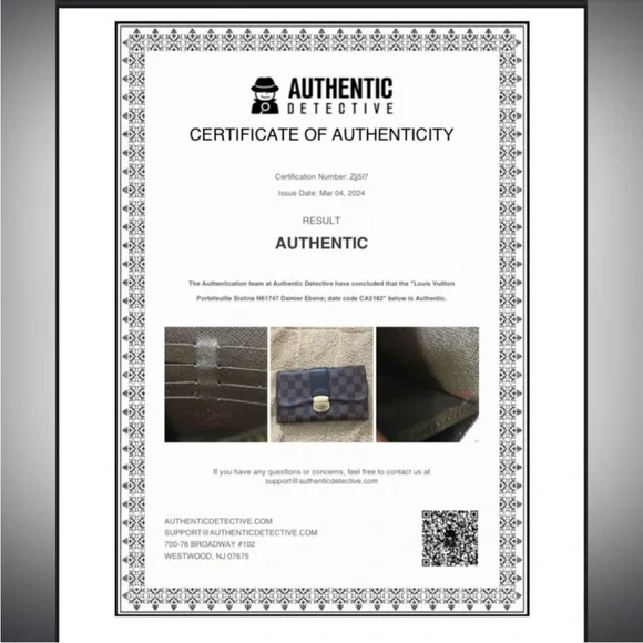 Authenticated Louis Vuitton Damier Ebene Sistina Long Wallet - Picture 16 of 16